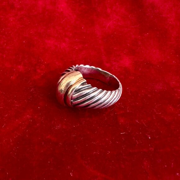 David Yurman 18K Gold & Sterling Silver Dome Ring Cable Size 7 – Rare Find - Picture 7 of 8